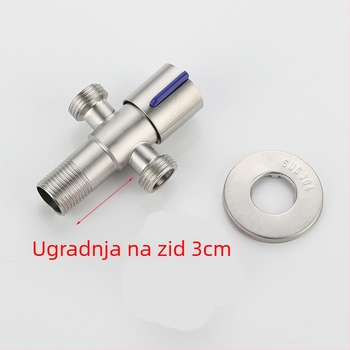 304 nehrđajući čelik trocestni kutni ventil, 1-in 2-out, ugradnja u zid, za WC, bojler, kupaonicu i kuhinju