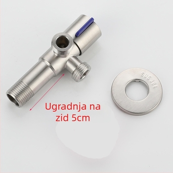 304 nehrđajući čelik trocestni kutni ventil, 1-in 2-out, ugradnja u zid, za WC, bojler, kupaonicu i kuhinju