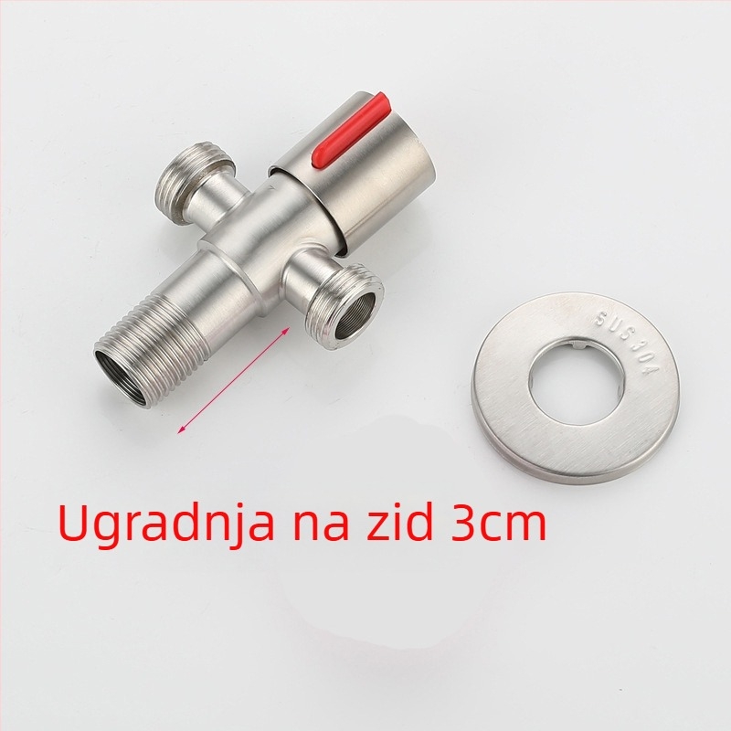304 nehrđajući čelik trocestni kutni ventil, 1-in 2-out, ugradnja u zid, za WC, bojler, kupaonicu i kuhinju