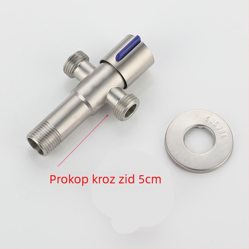 304 nehrđajući čelik trocestni kutni ventil, 1-in 2-out, ugradnja u zid, za WC, bojler, kupaonicu i kuhinju