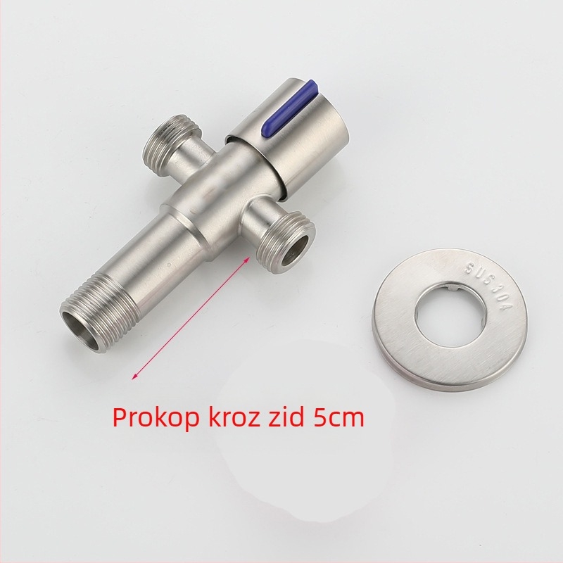 304 nehrđajući čelik trocestni kutni ventil, 1-in 2-out, ugradnja u zid, za WC, bojler, kupaonicu i kuhinju