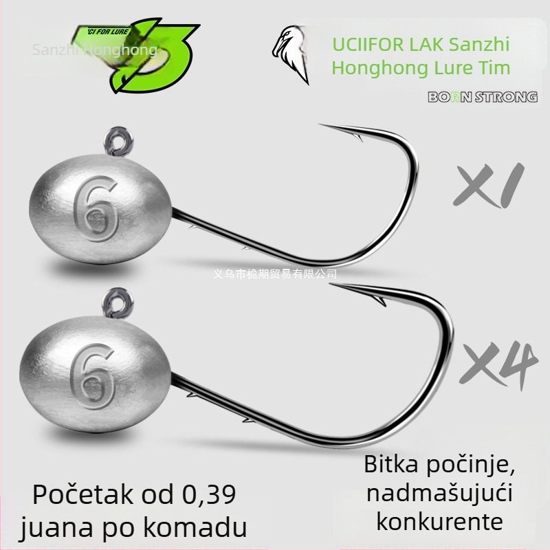 Kuka za ribolov s olovnom glavom i dvostrukim stražnjim dizajnom