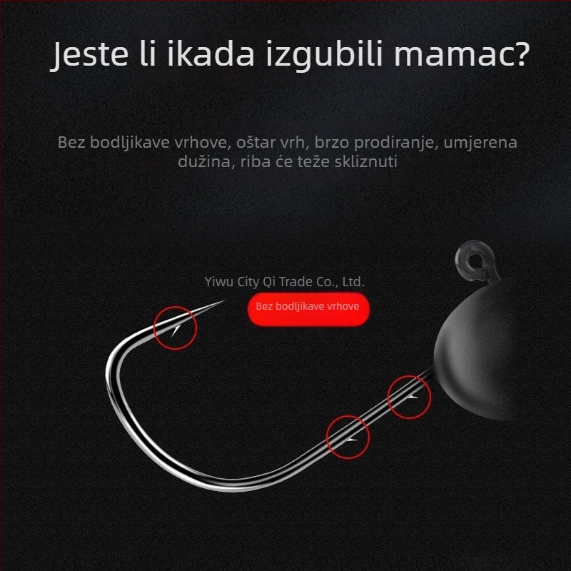 Kuka za ribolov s olovnom glavom i dvostrukim stražnjim dizajnom