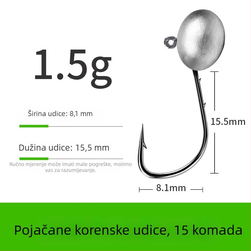 Kuka za ribolov s olovnom glavom i dvostrukim stražnjim dizajnom