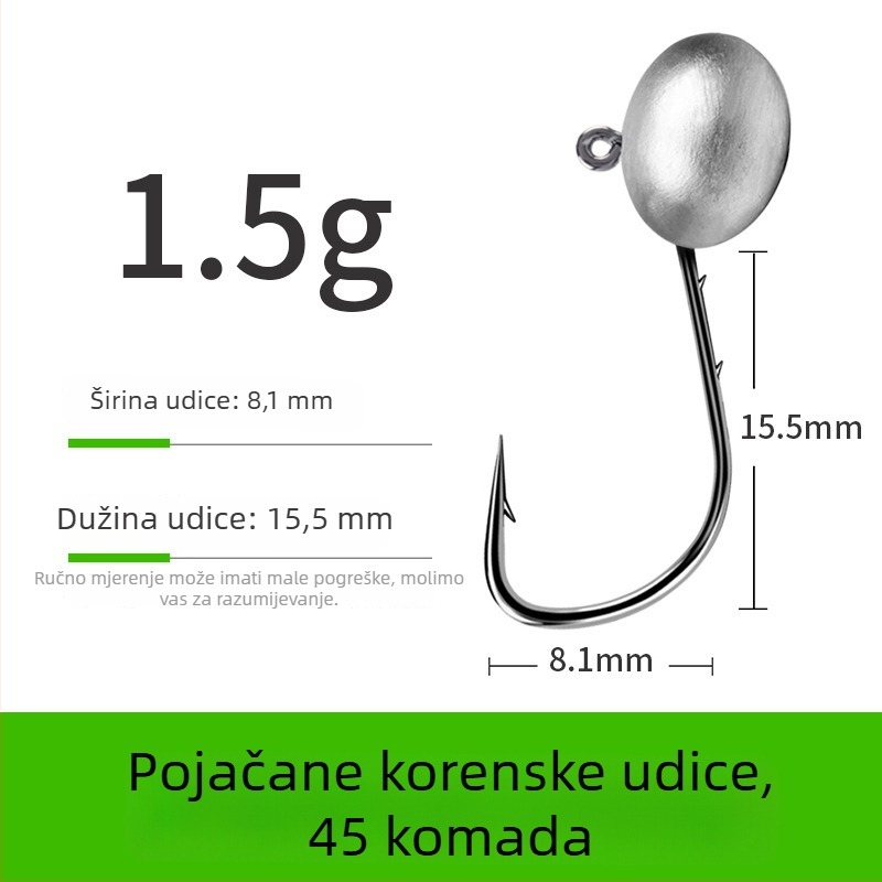 Kuka za ribolov s olovnom glavom i dvostrukim stražnjim dizajnom