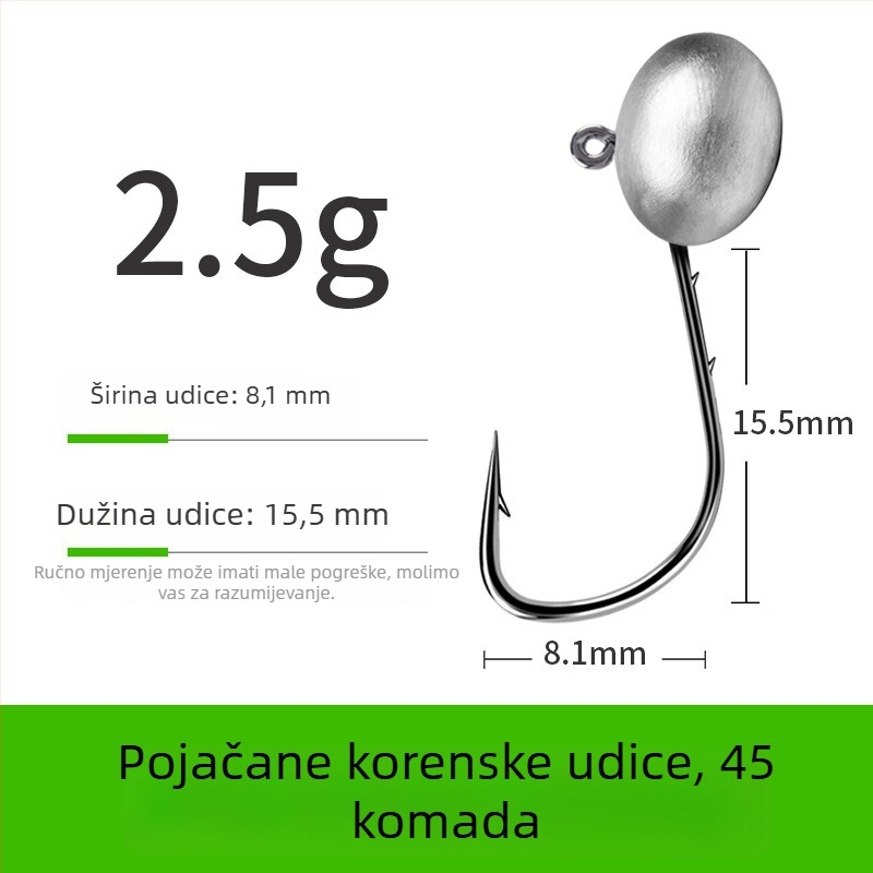 Kuka za ribolov s olovnom glavom i dvostrukim stražnjim dizajnom