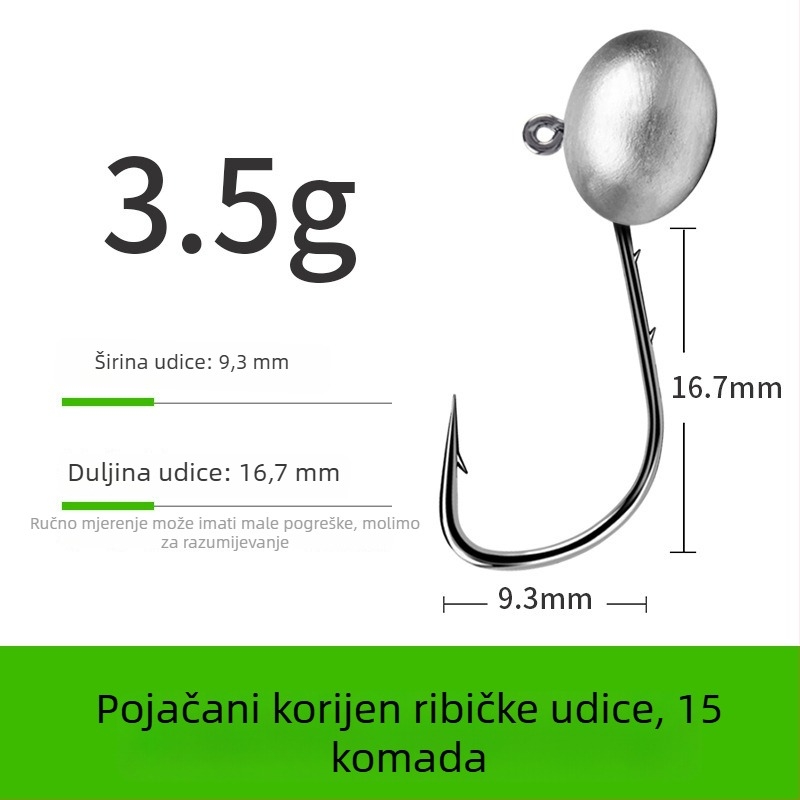 Kuka za ribolov s olovnom glavom i dvostrukim stražnjim dizajnom