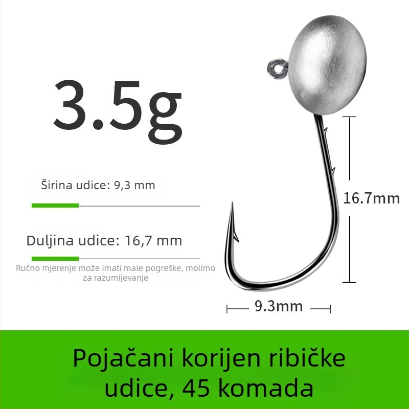 Kuka za ribolov s olovnom glavom i dvostrukim stražnjim dizajnom