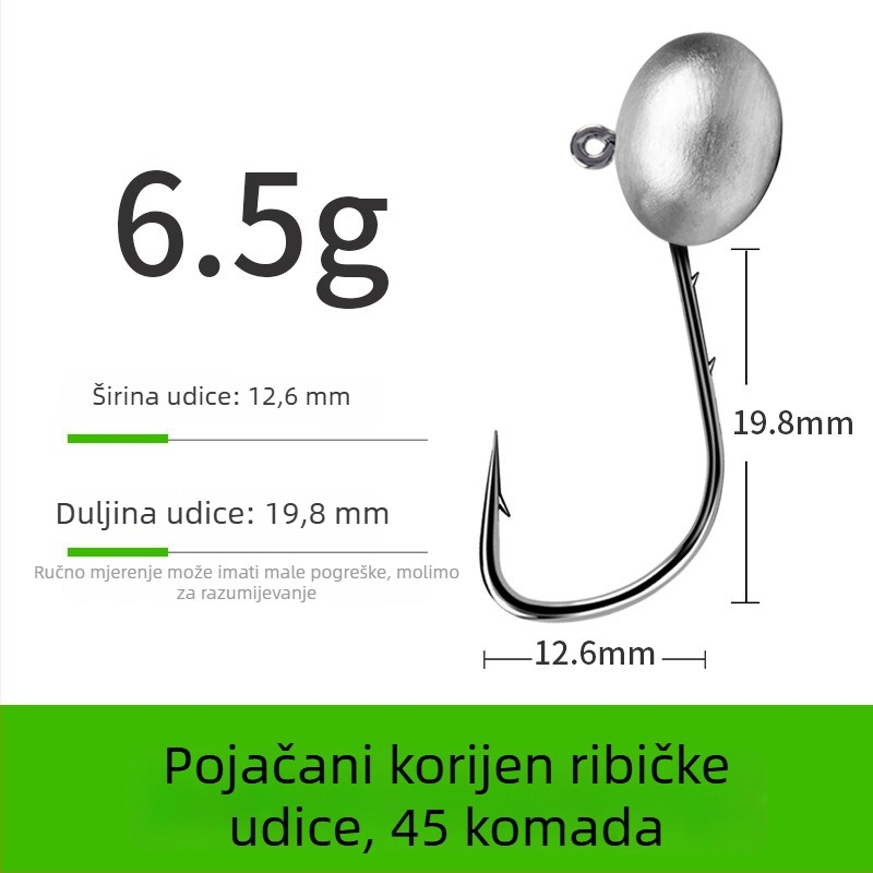 Kuka za ribolov s olovnom glavom i dvostrukim stražnjim dizajnom