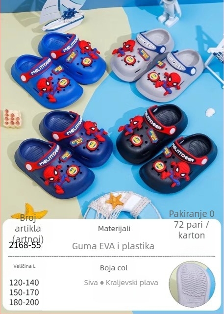 EVA dječje sandale, unisex, protuklizna mekana podloga, dvostruka upotreba, dizajn s karikaturnim rupicama, Baotou stil, proljeće 2025