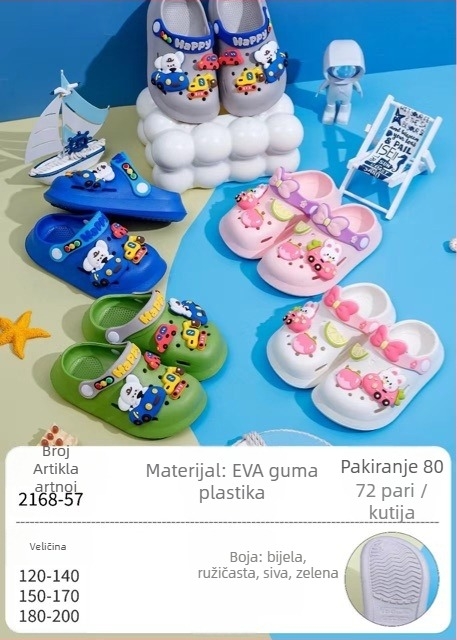 EVA dječje sandale, unisex, protuklizna mekana podloga, dvostruka upotreba, dizajn s karikaturnim rupicama, Baotou stil, proljeće 2025