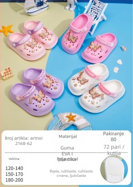 EVA dječje sandale, unisex, protuklizna mekana podloga, dvostruka upotreba, dizajn s karikaturnim rupicama, Baotou stil, proljeće 2025