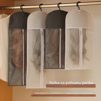 Prozirna torbica za pohranu perika za putovanja — netkani materijal, kubni oblik, organizacija perika