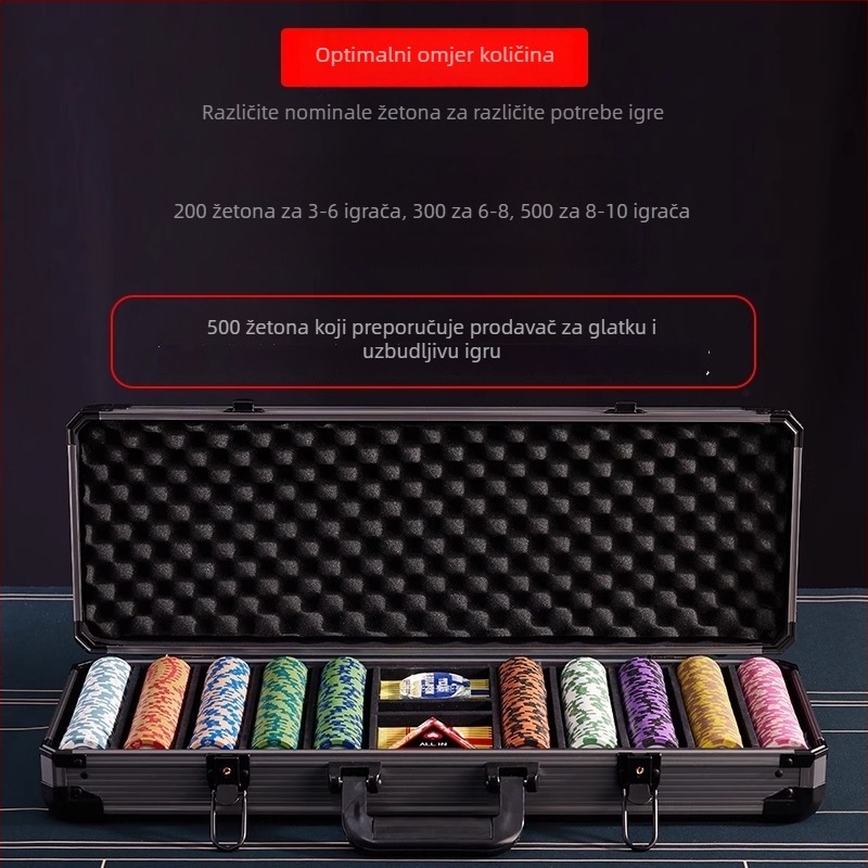 Texas Hold'em set glinenih žetona i aluminijske kutije, konstrukcija od nehrđajućeg čelika, dizajn s pravim kutem, model YTH960467850261