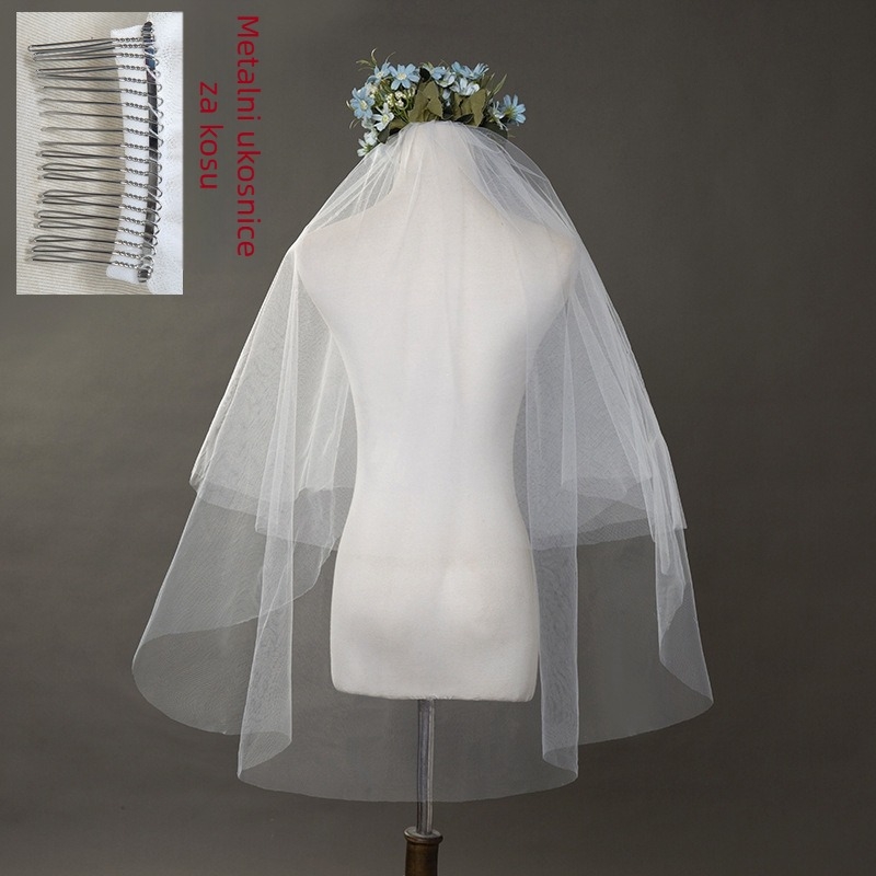 Vjenčani veo, dvostruki sloj meke mreže, poliestersko vlakno, neovisno pakiranje, mogućnost prilagođavanja