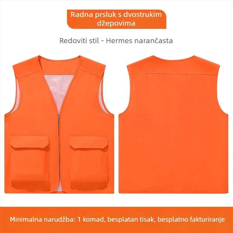Visokokvalitetna radna bezrukavka s više džepova i prilagođenim logom za korporativne timove, fotografiju i ribolov
