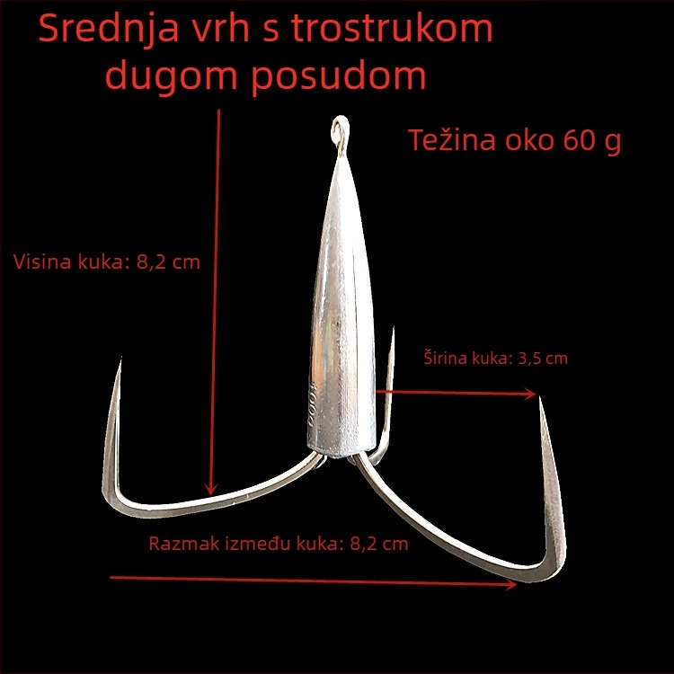 Kuka za ribolov s olovom i bodljama — Integrity Hook; porijeklo Wuhu, Anhui; pakiranje 1000 kom; mjesto ribolova: rijeka; tip kuka: anchor fish