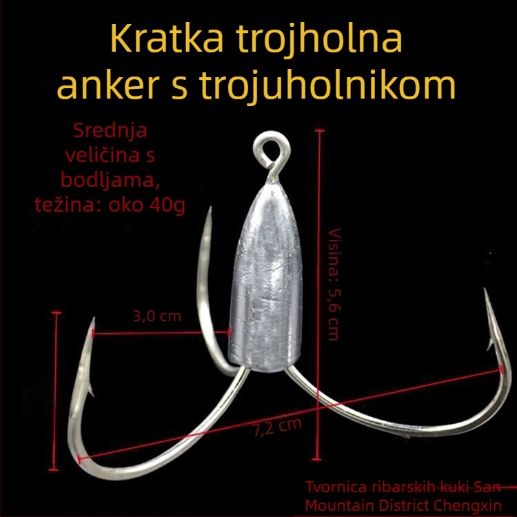 Kuka za ribolov s olovom i bodljama — Integrity Hook; porijeklo Wuhu, Anhui; pakiranje 1000 kom; mjesto ribolova: rijeka; tip kuka: anchor fish