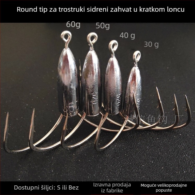 Kuka za ribolov s olovom i bodljama — Integrity Hook; porijeklo Wuhu, Anhui; pakiranje 1000 kom; mjesto ribolova: rijeka; tip kuka: anchor fish