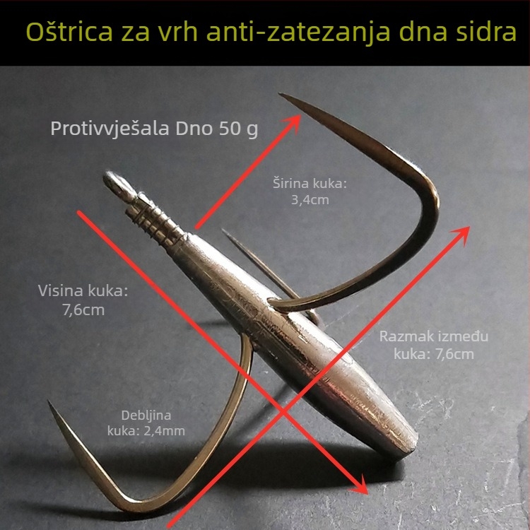 Kuka za ribolov s olovom i bodljama — Integrity Hook; porijeklo Wuhu, Anhui; pakiranje 1000 kom; mjesto ribolova: rijeka; tip kuka: anchor fish