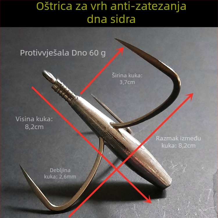 Kuka za ribolov s olovom i bodljama — Integrity Hook; porijeklo Wuhu, Anhui; pakiranje 1000 kom; mjesto ribolova: rijeka; tip kuka: anchor fish