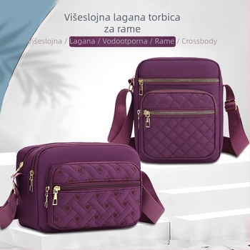 Casual torba za mame od Oxford tkanine, kompaktna kvadratna crossbody torba sa zipom i unutarnjim džepom, gradski jednostavan stil