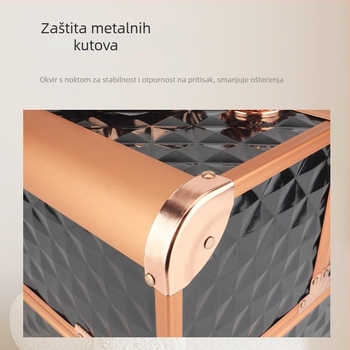Parkerville Zaključana Prijenosna Kutija za Kozmetiku Velikog Kapaciteta, Višeslojni Razdjelnik, Metalno Kućište, S Kotačićima