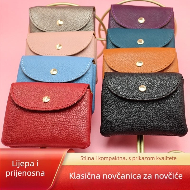 PU novčanik za kovanice, jednofarban, sklopni, 1 pretinac, gradski minimalistički stil