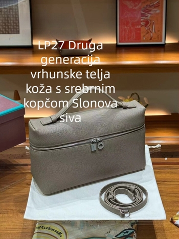 Torba za ručak od prave kože, koža vrhunog sloja goveda, vodoravni kvadratni oblik, zatvarač