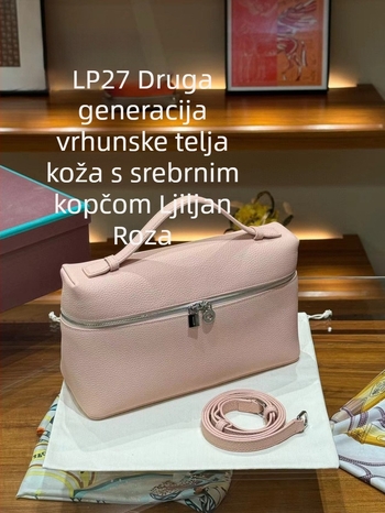 Torba za ručak od prave kože, koža vrhunog sloja goveda, vodoravni kvadratni oblik, zatvarač