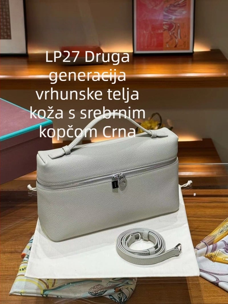 Torba za ručak od prave kože, koža vrhunog sloja goveda, vodoravni kvadratni oblik, zatvarač
