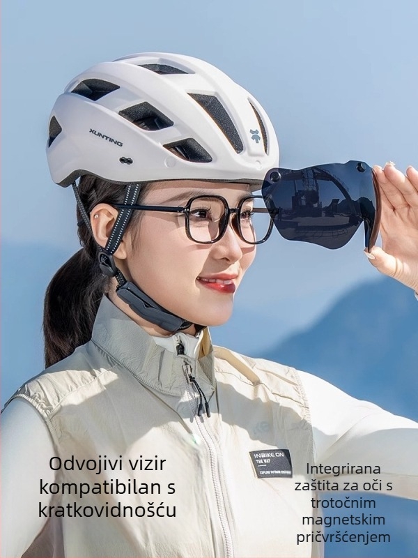 Kaciga za bicikl s integriranim naočalama za planinske i cestovne bicikle, prozračna unisex kaciga za odrasle
