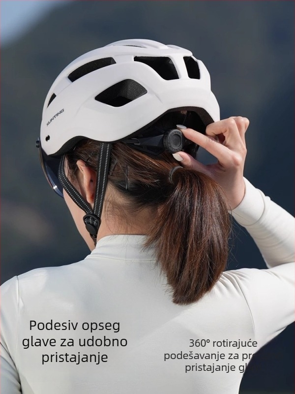 Kaciga za bicikl s integriranim naočalama za planinske i cestovne bicikle, prozračna unisex kaciga za odrasle