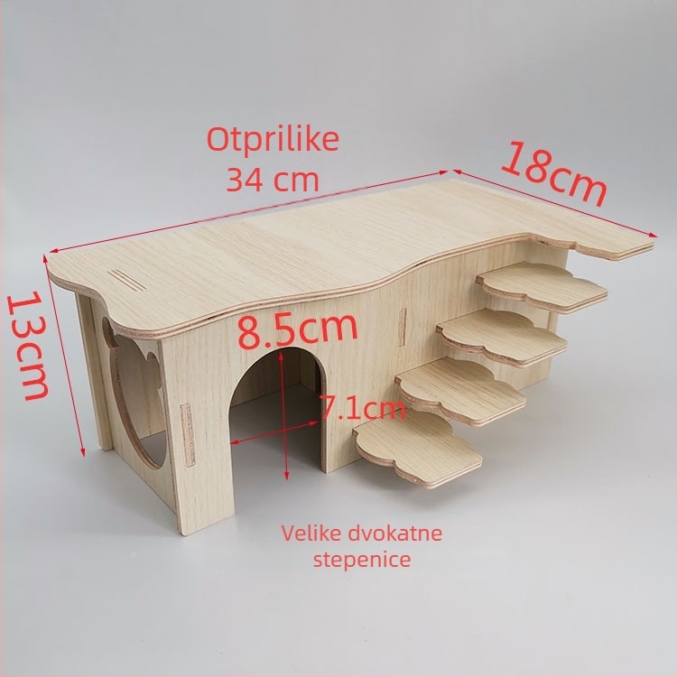 Drveno gnijezdo za hamstera i mala kućica – igračka za kućne ljubimce od Cute Pet Home, pogodna za sve sezone.