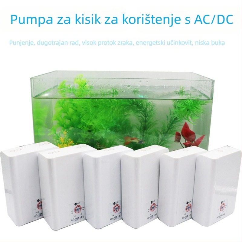 Spirit Companion pumpa za kisik za akvarij – tiha, prijenosna, USB punjiva, DC napajanje, dvostruka namjena