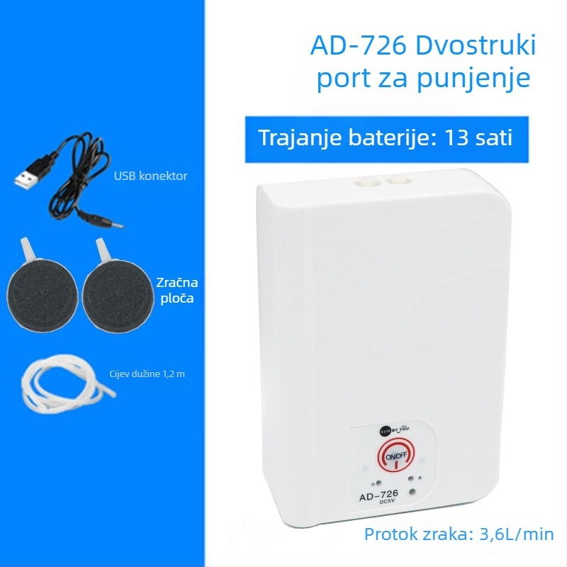 Spirit Companion pumpa za kisik za akvarij – tiha, prijenosna, USB punjiva, DC napajanje, dvostruka namjena