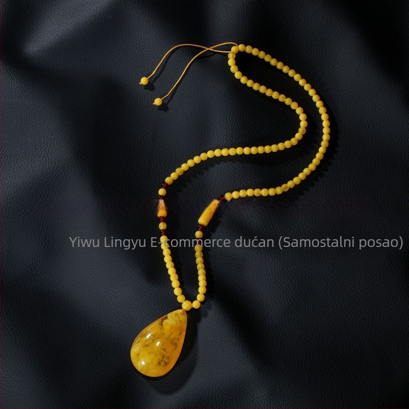 Unisex dugi lanac za pulover s kapkovastim privjeskom, lanac s perlicama, karirani uzorak, duljina 21–50 cm