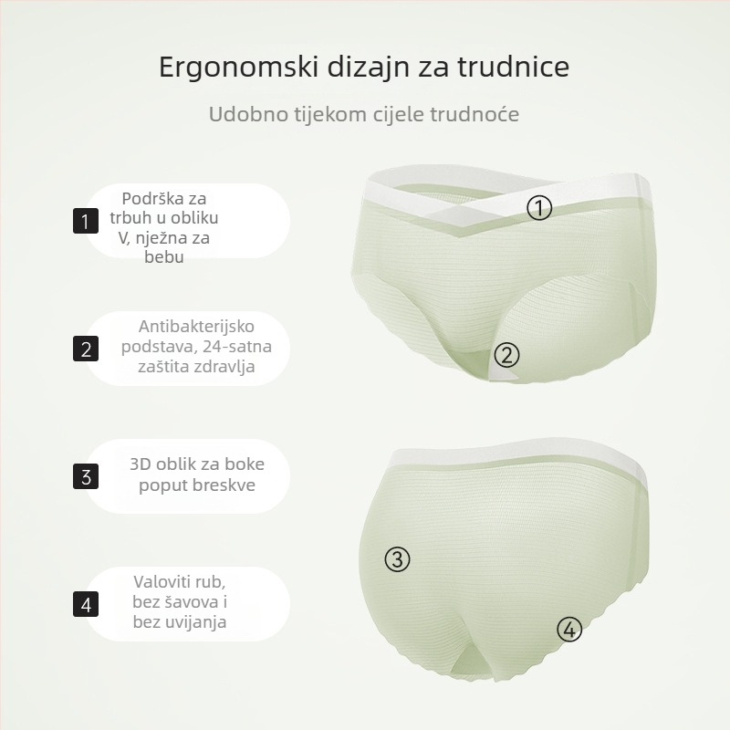Trudničke gaćice od pamuka, visokim strukom za podršku trbuha, podstava od pamuka, pletena 40s, prozračna