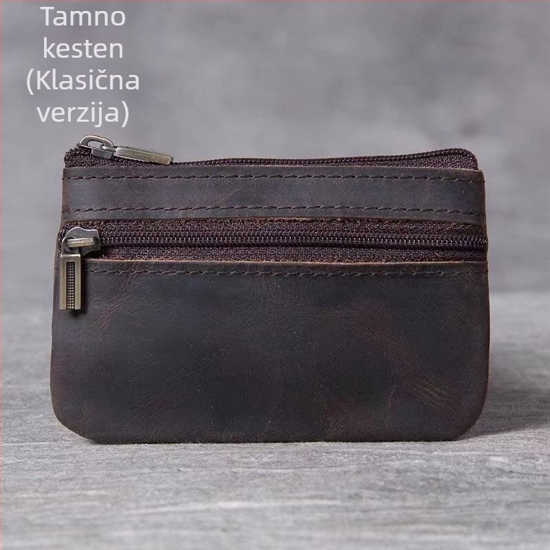 Mini novčanik za novčiće i kartice od prave kože – ručno izrađeno, retro stil, ultra-tanki dizajn, organizator vozačke i ključeva