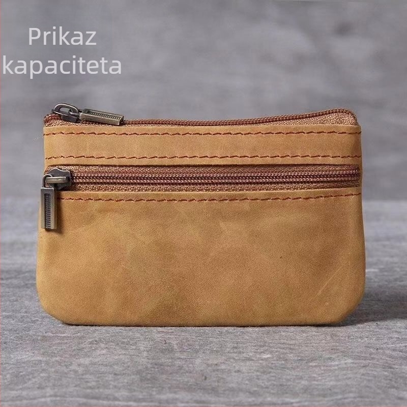Mini novčanik za novčiće i kartice od prave kože – ručno izrađeno, retro stil, ultra-tanki dizajn, organizator vozačke i ključeva