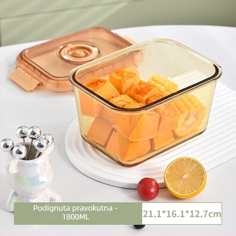 Staklena kutija za ručak s dvostrukim odjeljkom, staklo za hranu, očuvanje svježine, pogodna za mikrovalnu pećnicu