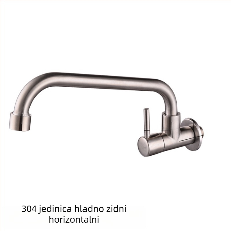 Kuhinjski slavine za drez, zidni, bakreni, samo hladna voda, moderni minimalistički stil, cijeli bakreni jezgreni ventil, ručno upravljanje