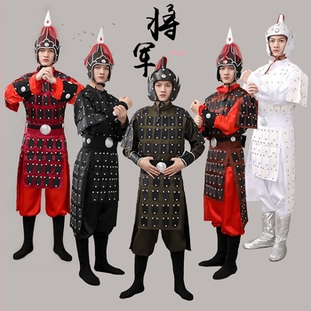 Unisex set kostima za kazališne izvedbe, inspiriran Terakotnom vojskom, za dinastije Han-Tang-Song-Qing; mješavina poliestera i elastana, bez ovratnika, dramska namjena, uzrast 18–24