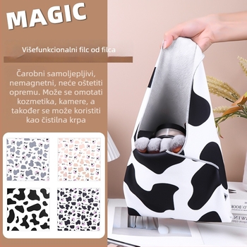 Torbica za kozmetiku za kućno skladištenje, filc materijal, geometrijski uzorak, bez podstave, gradska jednostavnost
