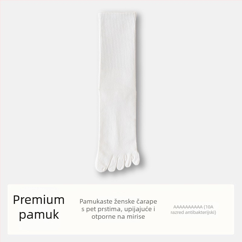 Ženske čarape s pet prstiju od pamuka, s dijeljenim prstima, antibakterijske, upijaju znoj i otporne na miris, 70% pamuka, 25% poliester, 5% elastan