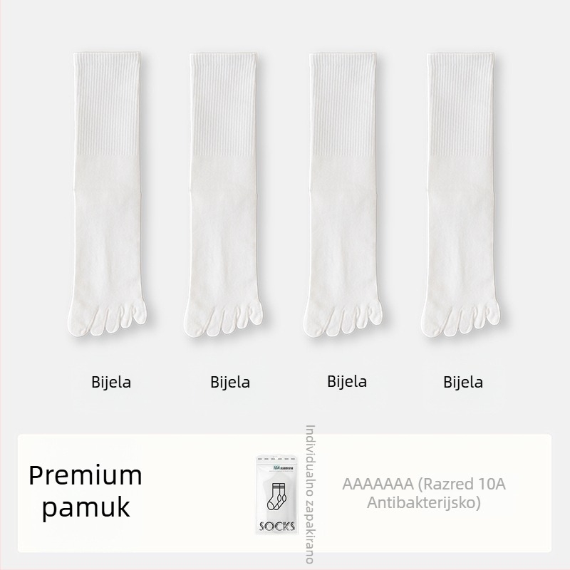 Ženske čarape s pet prstiju od pamuka, s dijeljenim prstima, antibakterijske, upijaju znoj i otporne na miris, 70% pamuka, 25% poliester, 5% elastan