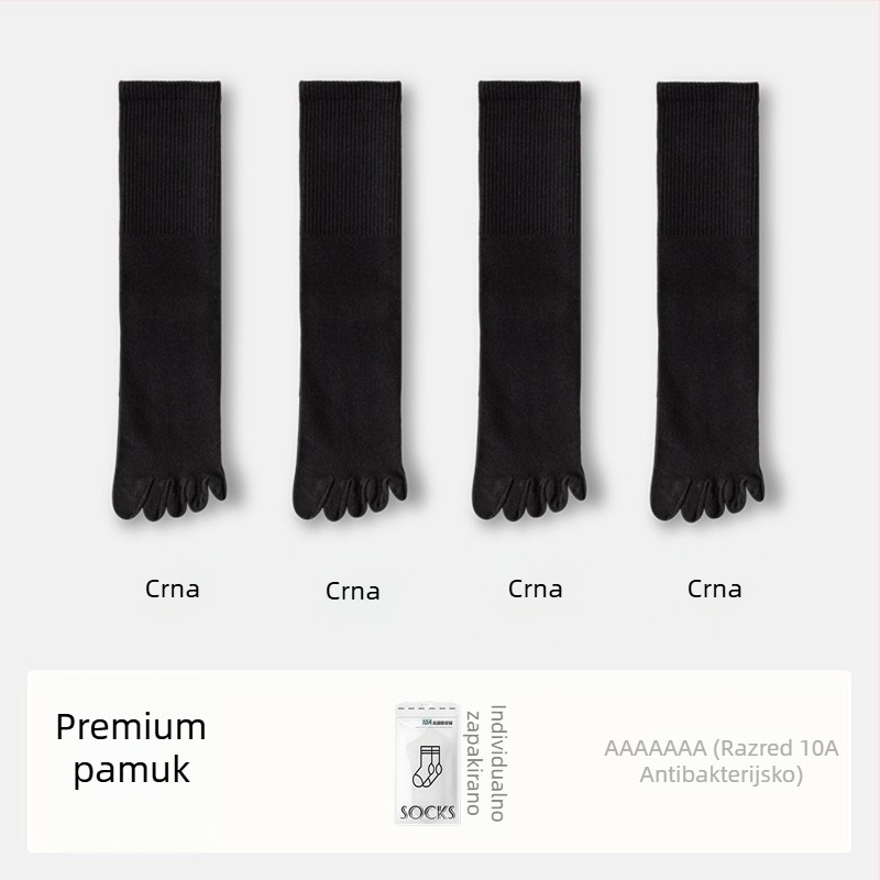 Ženske čarape s pet prstiju od pamuka, s dijeljenim prstima, antibakterijske, upijaju znoj i otporne na miris, 70% pamuka, 25% poliester, 5% elastan