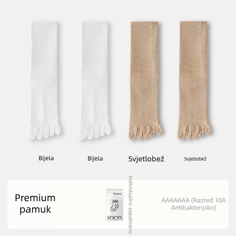 Ženske čarape s pet prstiju od pamuka, s dijeljenim prstima, antibakterijske, upijaju znoj i otporne na miris, 70% pamuka, 25% poliester, 5% elastan