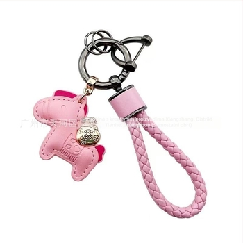 Kljucni privjesak za auto s kožnim užetom i privjeskom ponija od cinkovog legura – moderni minimalistički stil, DIY privjesak