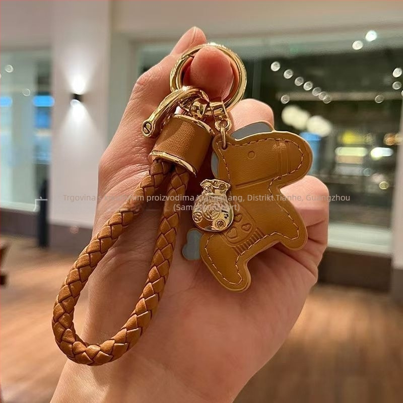 Kljucni privjesak za auto s kožnim užetom i privjeskom ponija od cinkovog legura – moderni minimalistički stil, DIY privjesak